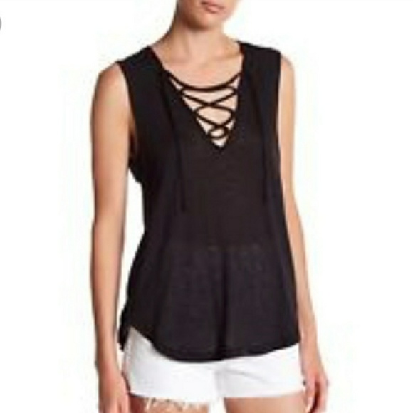Splendid Tops - SPLENDID lace up modal tank top Large